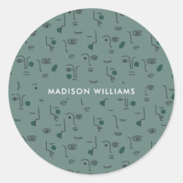 Redonda Pegatina redondo clásico monograma