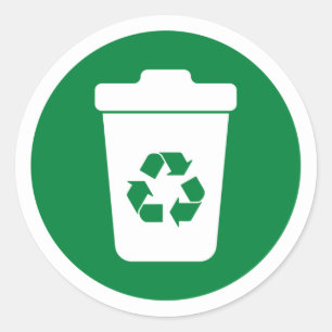 Redonda Pegatina redondo clásico Trash Can green
