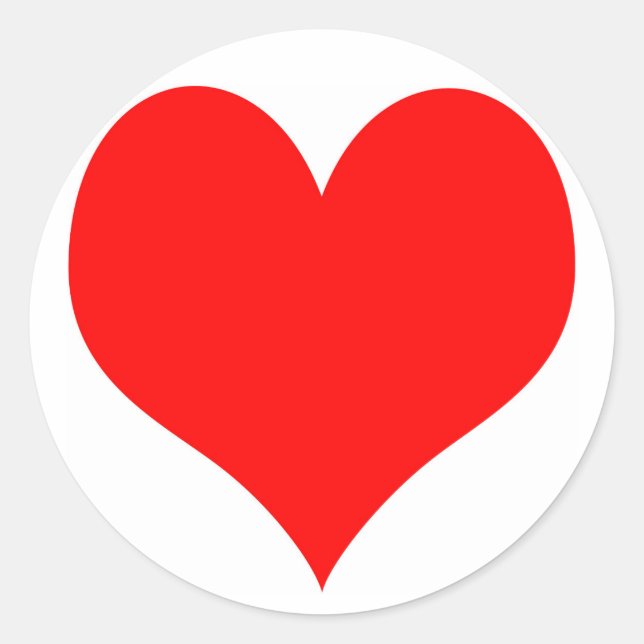Redonda Pegatina redondo con corazón rojo en el medio (Anverso)