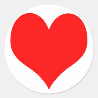 Redonda Pegatina redondo con corazón rojo en el medio