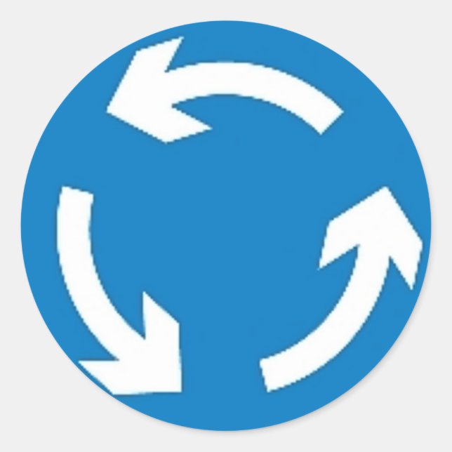 Redonda Pegatina redondo con signo de rotonda. (Anverso)