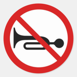 Redonda Pegatina redondo con un signo de cuerno prohibido.