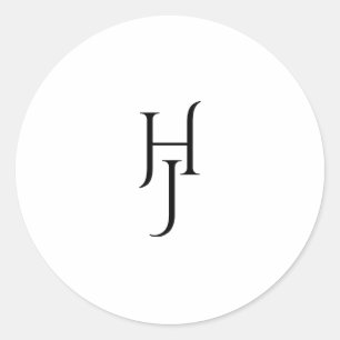 Redonda Pegatina redondo de Boda blanco negro minimalista