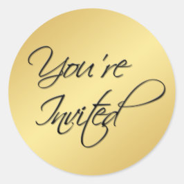 Redonda Pegatina redondo de diámetro de 1,5" negro y dorad