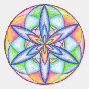 Redonda Pegatina redondo de extensión del flower power