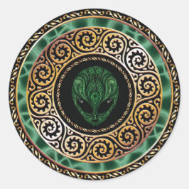 Redonda Pegatina redondo de extranjeros verdes