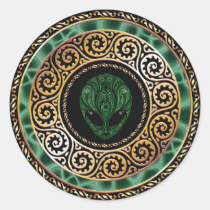 Redonda Pegatina redondo de extranjeros verdes