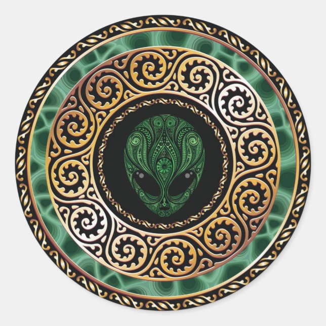 Redonda Pegatina redondo de extranjeros verdes (Anverso)