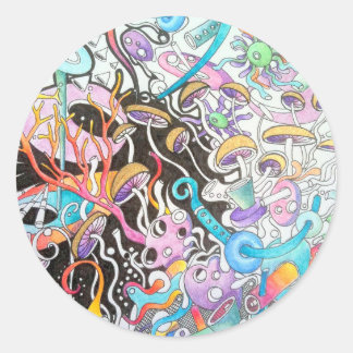 Redonda Pegatina redondo de hongos mágicos