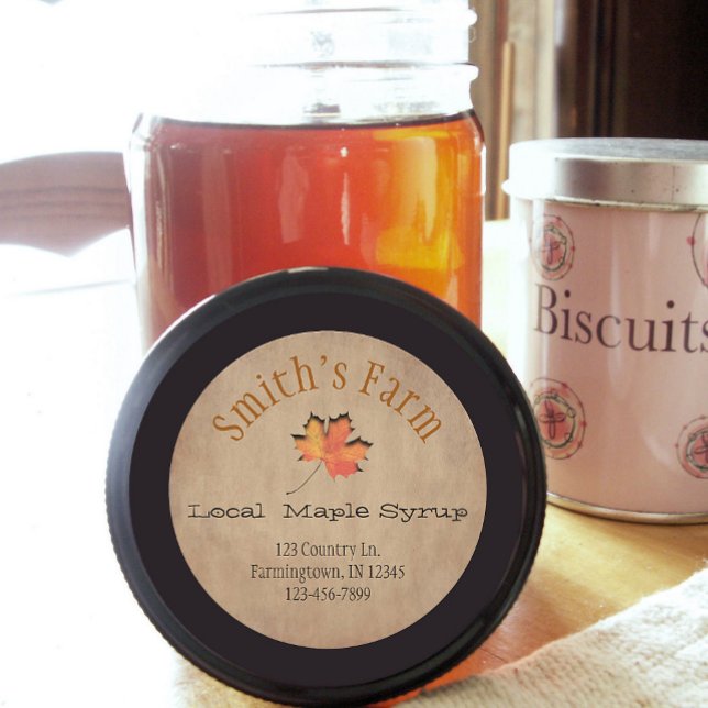 Redonda Pegatina redondo de jarabe de arce de hojas falsas (Subido por el creador)