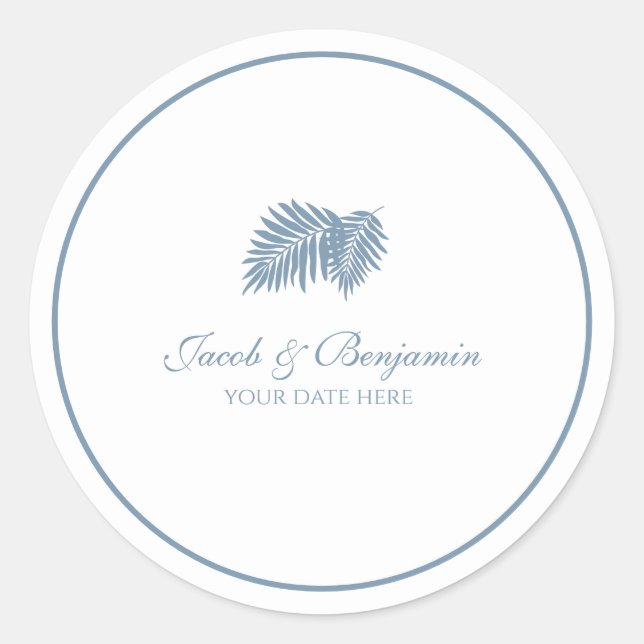 Redonda Pegatina redondo de la palma azul (Anverso)