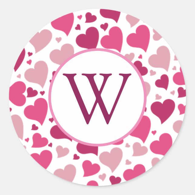 Redonda Pegatina redondo de monograma cardíaco (Anverso)