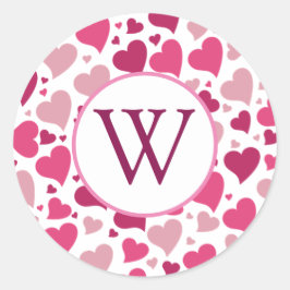 Redonda Pegatina redondo de monograma cardíaco