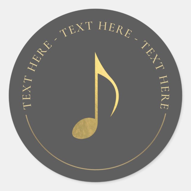 Redonda Pegatina Redondo De Oro De Música Octava Nota (Anverso)