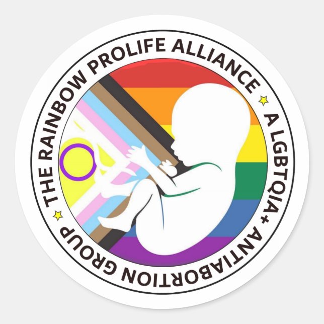 Redonda Pegatina redondo de Rainbow ProLife Alliance (Anverso)