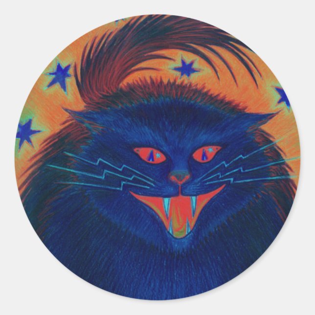 Redonda Pegatina redondo de Scary Cat Blue (Anverso)