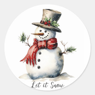 Redonda Pegatina redondo de Snowman editable