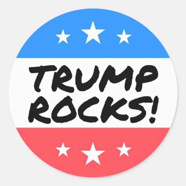 Redonda PEGATINA redondo de TRUMP ROCKS (Anverso)