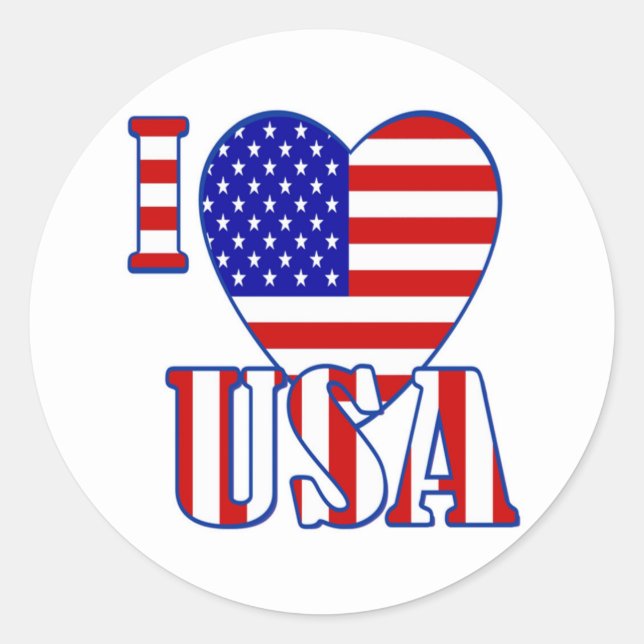 Redonda Pegatina redondo/I Heart USA (Anverso)