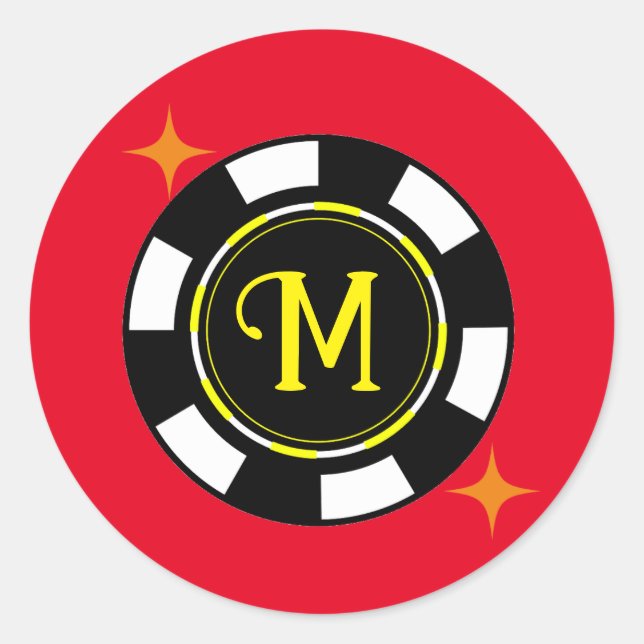 Redonda Pegatina redondo - Poker Personalizado (añadir ini (Anverso)