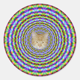 Redonda Pegatina redondo Psicodelia Neón Ripples