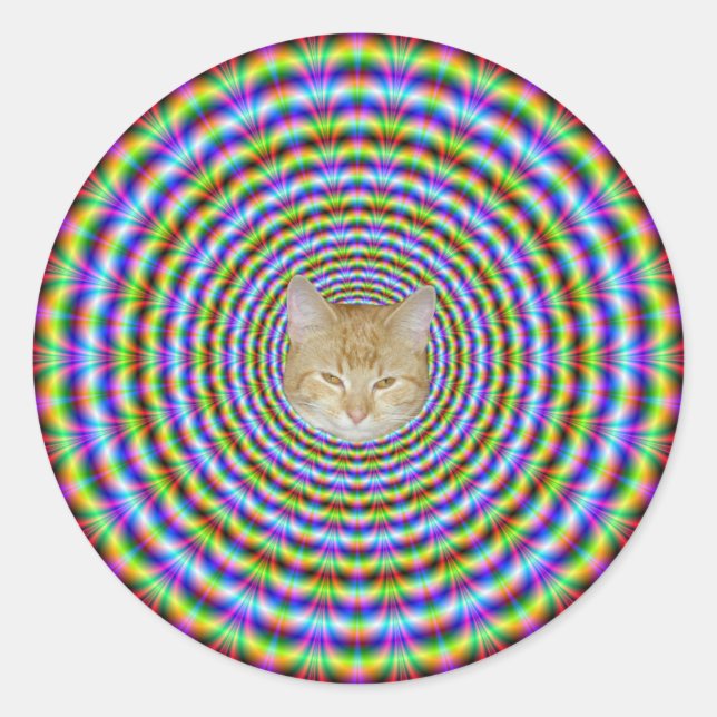 Redonda Pegatina redondo Psicodelia Neón Ripples (Anverso)