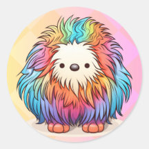 Pegatina redondo Rainbow Yeti