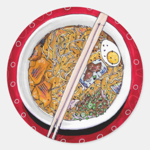 Redonda pegatina redondo "Ramen Bowl"