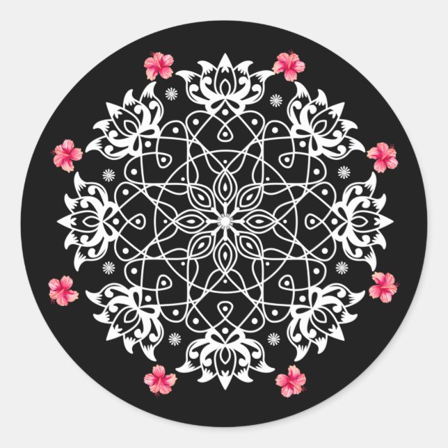 Redonda Pegatina redondo Rangoli 002 (Anverso)