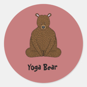 Redonda pegatina redondo "Yoga Bear"