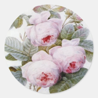 Redonda Pegatina Redoute Pink Roses Round