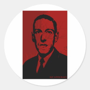 Redonda PEGATINA retrato de HP Lovecraft
