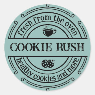 Redonda Pegatina Retro Blue Baked Goods Round