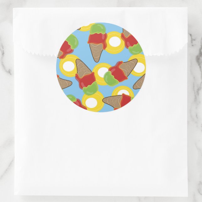 Redonda Pegatina retro de helado de cerezo y cal (Bolso)