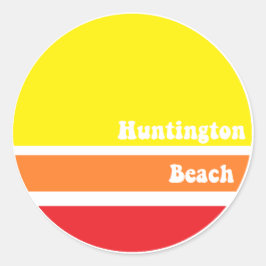 Redonda Pegatina retro de Huntington Beach