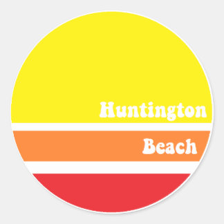 Redonda Pegatina retro de Huntington Beach