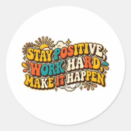 Redonda Pegatina Retro Mantén la Positividad