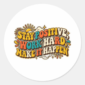 Redonda Pegatina Retro Mantén la Positividad