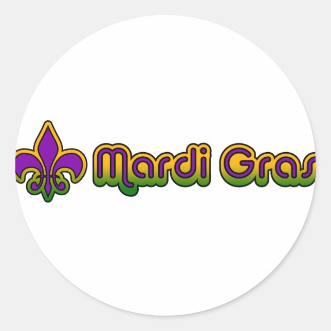 Redonda Pegatina Retro Mardi Gras Seventies (Anverso)