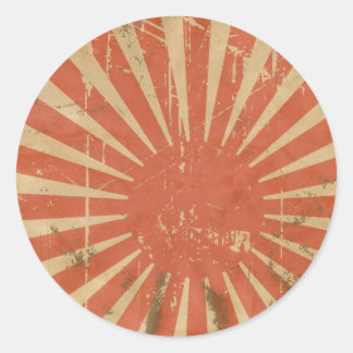 Redonda Pegatina Retro Rising Sun