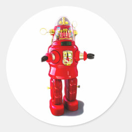REDONDA PEGATINA RETRO ROBOT.