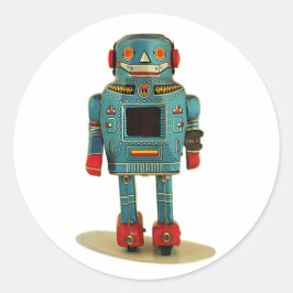 REDONDA PEGATINA RETRO ROBOT.