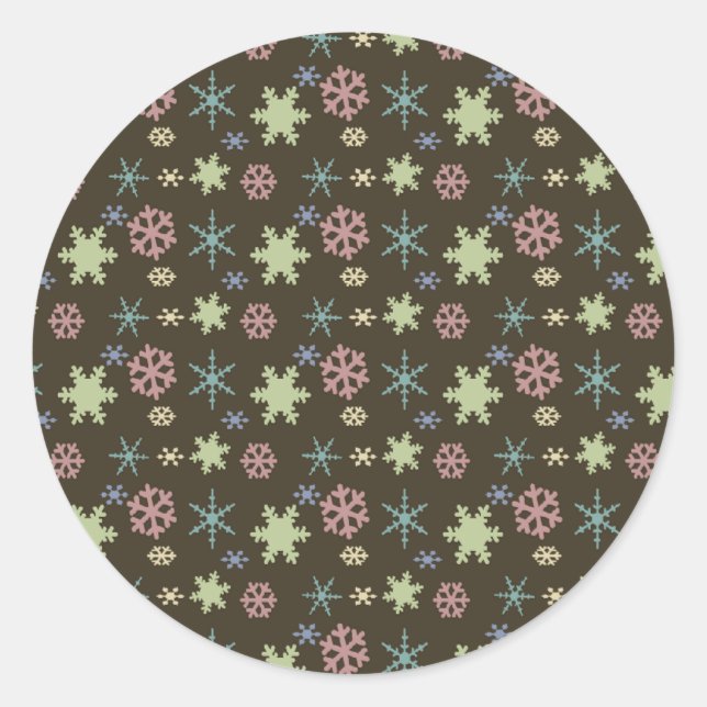 Redonda Pegatina Retro Snowflakes (Anverso)