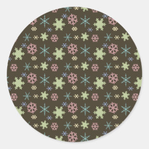 Redonda Pegatina Retro Snowflakes