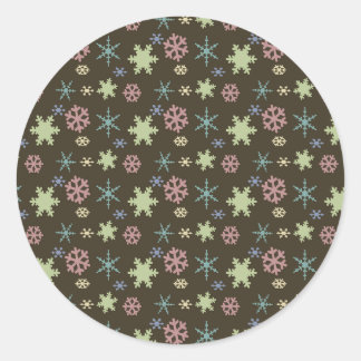 Redonda Pegatina Retro Snowflakes