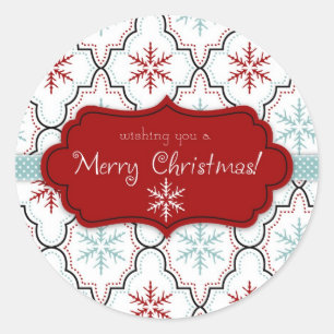 Redonda Pegatina Retro Snowflakes 2