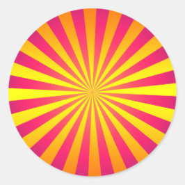 Redonda Pegatina Retro Sunburst audaz y vibrante