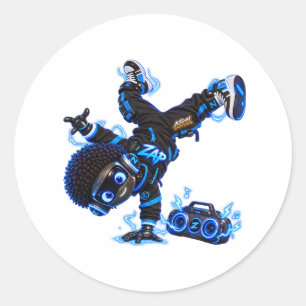 Redonda Pegatina - Robot Zap Breakdance - Universo ASW