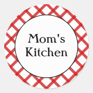 Redonda Pegatina Roja de Encaje Personalizada de la Cocina