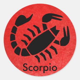 Redonda Pegatina rojo de la astrología del zodiaco del